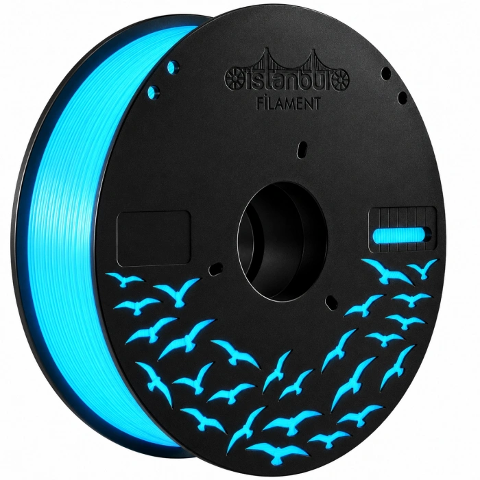 OCEAN BLUE GLOW PLA PLUS FİLAMENT 1.75 mm GECE PARLAYAN 500 Gr (0.6 Nozzle Önerilir)