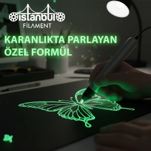 3D Kalem PLA Glow in The Dark (Karanlıkta Parlayan) 10 Metre (5 Adet 2 Metre)