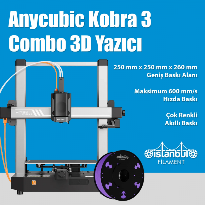 Anycubic Kobra 3 Combo 3D Yazıcı – 400×400×450 mm, AMS Çok Renkli