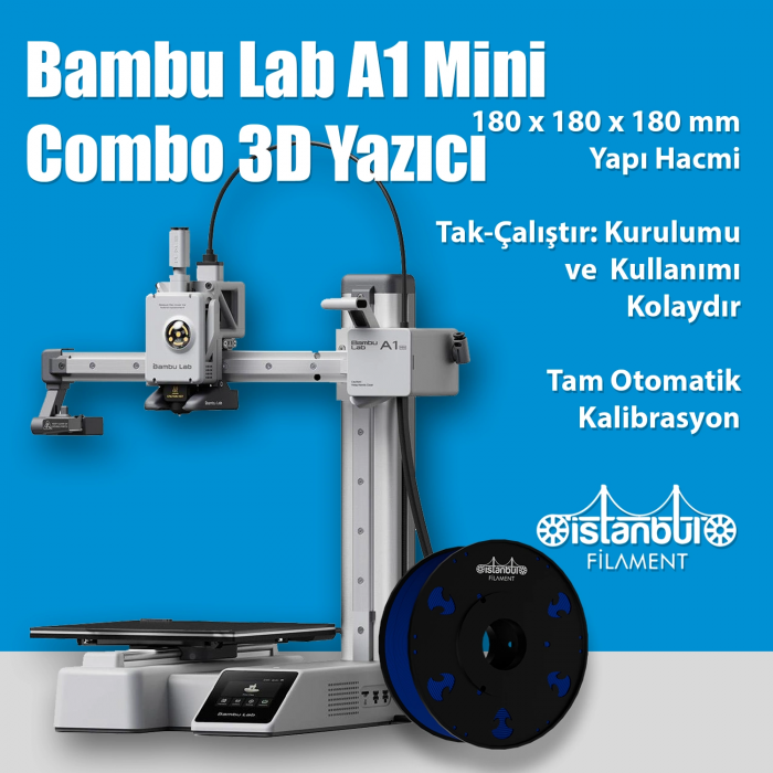 Bambu Lab A1 Mini Combo 3D Yazıcı – 180×180×180 mm Baskı, AMS Lite