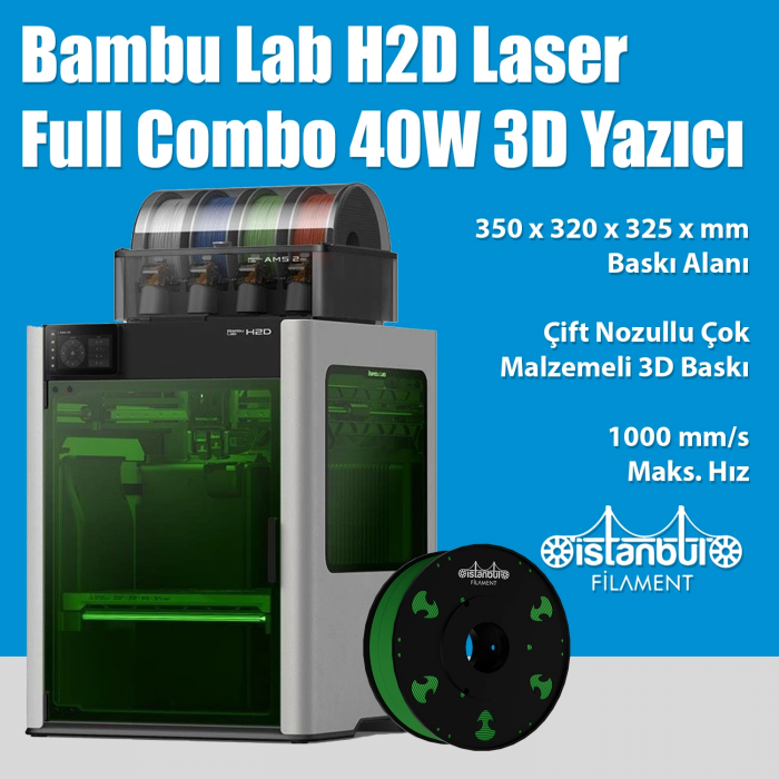 Bambu Lab H2D Laser Full Combo 40W 3D Yazıcı – 350×320×325 mm