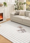 Carpet Dekor İthal Bubble Yumuşak Suni Tavşan Tüyü Halı Beyaz