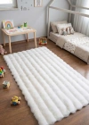 Carpet Dekor İthal Bubble Yumuşak Suni Tavşan Tüyü Halı Beyaz