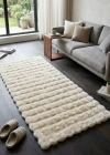 Carpet Dekor İthal Bubble Yumuşak Suni Tavşan Tüyü Halı Krem
