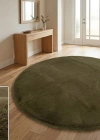 Carpet Dekor İthal Peluş Yumuşak Dekoratif Halı Yuvarlak Kahverengi
