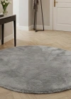 Carpet Dekor İthal Peluş Yumuşak Dekoratif Halı Yuvarlak Gri