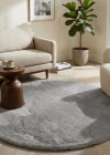 Carpet Dekor İthal Peluş Yumuşak Dekoratif Halı Yuvarlak Gri