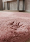 Carpet Dekor İthal Peluş Yumuşak Dekoratif Halı Yuvarlak Pembe