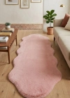 Carpet Dekor İthal Peluş Yumuşak Dekoratif Halı Simetrik Desen Pembe