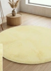 Carpet Dekor İthal Peluş Yumuşak Dekoratif Halı Yuvarlak Krem Rengi