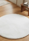 Carpet Dekor İthal Peluş Yumuşak Dekoratif Halı yuvarlak Beyaz