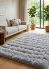 Carpet Dekor İthal Bubble Yumuşak Suni Tavşan Tüyü Halı Gri
