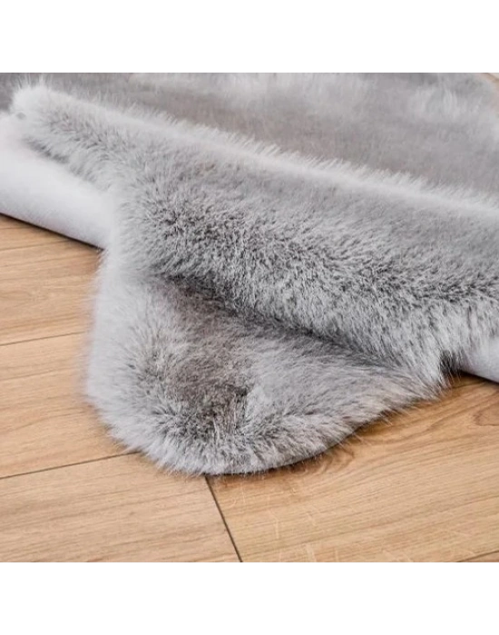 Carpet Dekor İthal Peluş Yumuşak Dekoratif Halı Gri