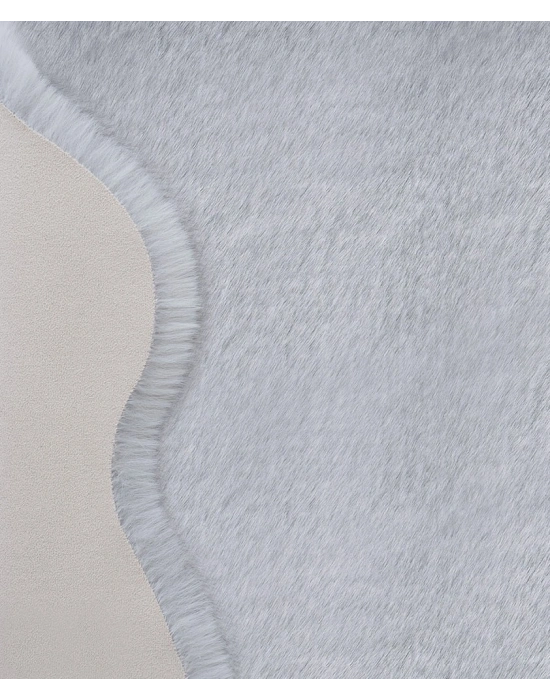 Carpet Dekor İthal Peluş Yumuşak Dekoratif Halı Simetrik Desen Gri