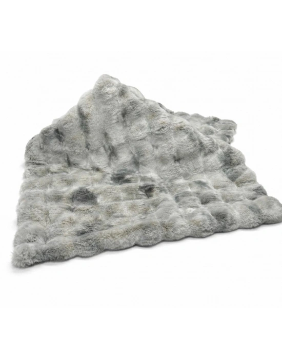 Carpet Dekor İthal Bubble Yumuşak Suni Tavşan Tüyü Halı Gri-Beyaz