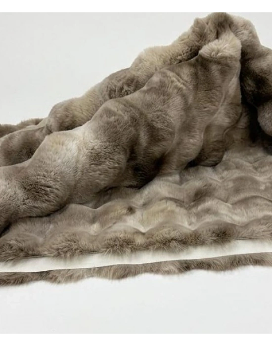 Carpet Dekor İthal Bubble Yumuşak Suni Tavşan Tüyü Halı Kahve-Beyaz