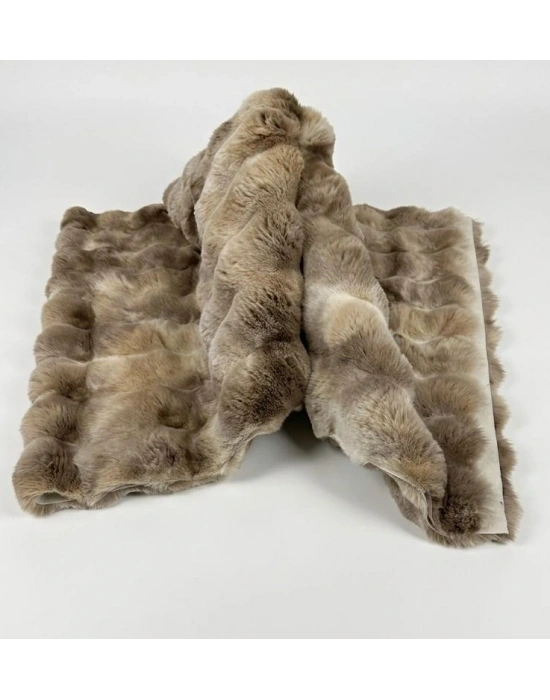 Carpet Dekor İthal Bubble Yumuşak Suni Tavşan Tüyü Halı Kahve-Beyaz