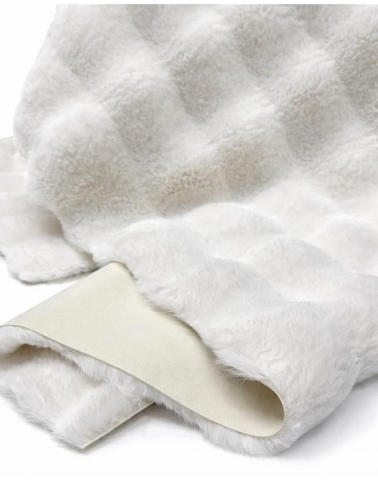 Carpet Dekor İthal Bubble Yumuşak Suni Tavşan Tüyü Halı Beyaz