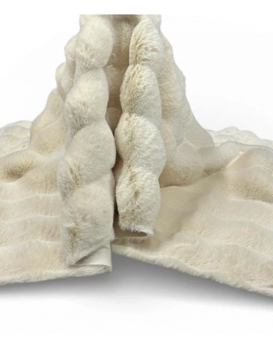 Carpet Dekor İthal Bubble Yumuşak Suni Tavşan Tüyü Halı Krem