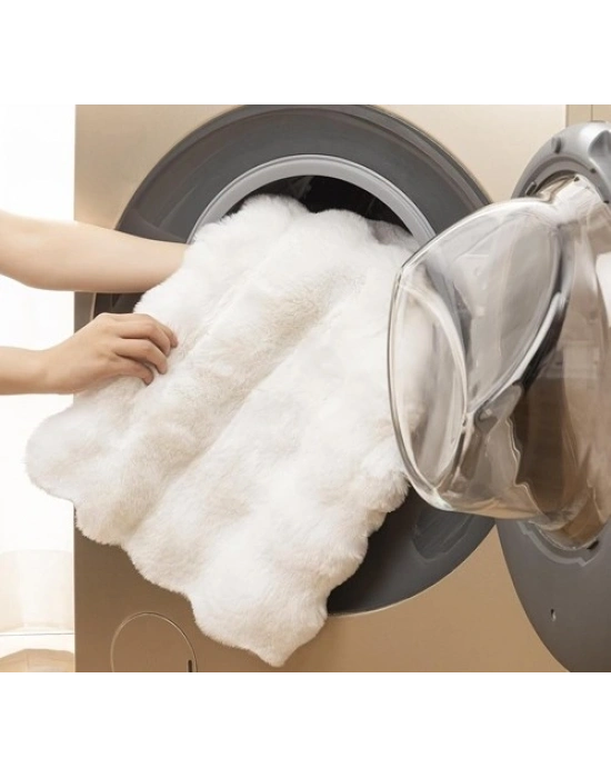 Carpet Dekor İthal Peluş Yumuşak Dekoratif Halı Yuvarlak Kahverengi