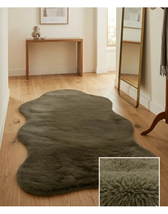 Carpet Dekor İthal Peluş Yumuşak Dekoratif Halı Kahverengi