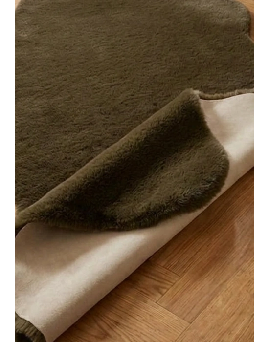 Carpet Dekor İthal Peluş Yumuşak Dekoratif Halı Yuvarlak Kahverengi
