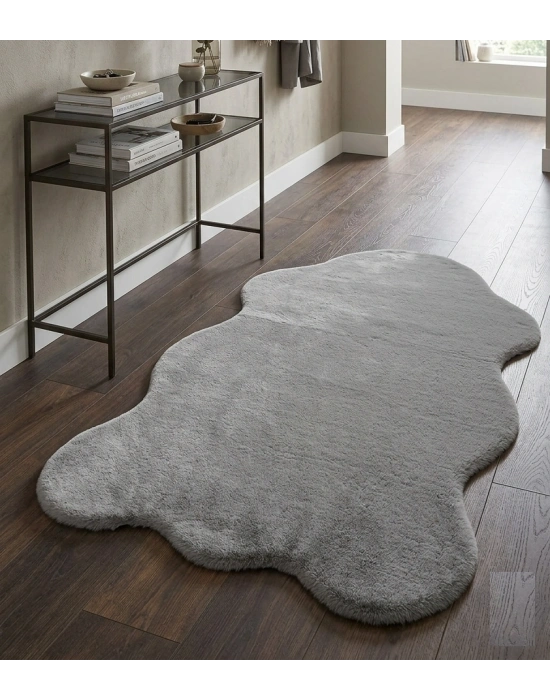 Carpet Dekor İthal Peluş Yumuşak Dekoratif Halı Gri