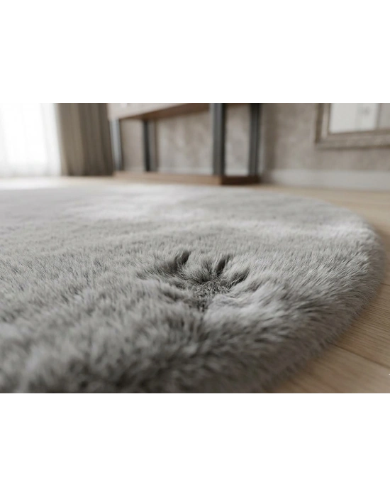 Carpet Dekor İthal Peluş Yumuşak Dekoratif Halı Gri