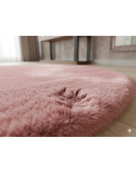Carpet Dekor İthal Peluş Yumuşak Dekoratif Halı Pembe