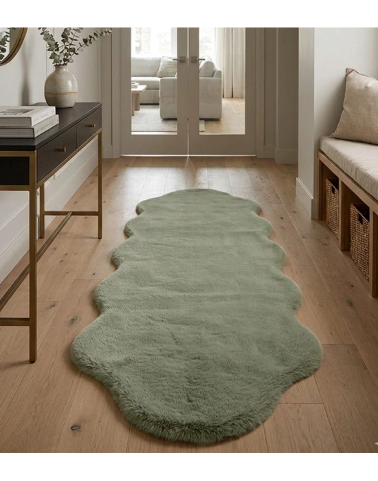 Carpet Dekor İthal Peluş Yumuşak Dekoratif Halı Simetrik Desen Taş Rengi