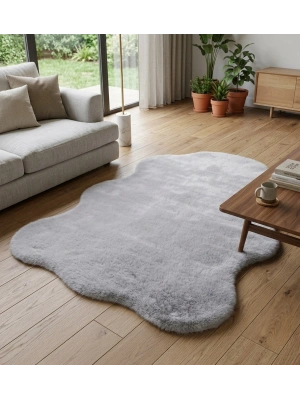 Carpet Dekor İthal Peluş Yumuşak Dekoratif Halı Gri