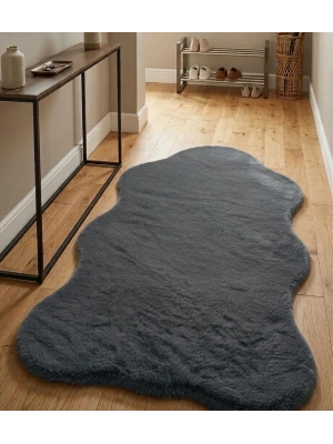 Carpet Dekor İthal Peluş Yumuşak Dekoratif Halı Antrasit