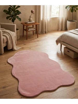 Carpet Dekor İthal Peluş Yumuşak Dekoratif Halı Pembe