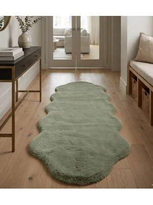 Carpet Dekor İthal Peluş Yumuşak Dekoratif Halı Simetrik Desen Taş Rengi