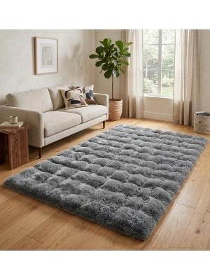 Carpet Dekor İthal Bubble Yumuşak Suni Tavşan Tüyü Halı Antrasit