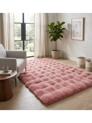 Carpet Dekor İthal Bubble Yumuşak Suni Tavşan Tüyü Halı Pudra-Pembe