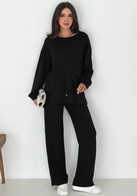 Beli Bağcıklı Yanı Yırtmaçlı Modal Takım