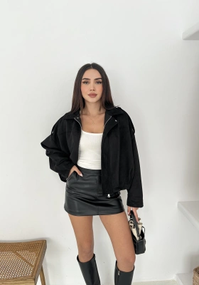 Oversize Astarlı Bomber Süet Ceket