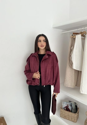 Oversize Astarlı Bomber Süet Ceket