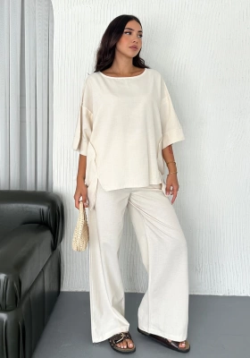 Oversize Keten Takım – Kadın Yazlık Rahat Kalıp 2’li Kombin