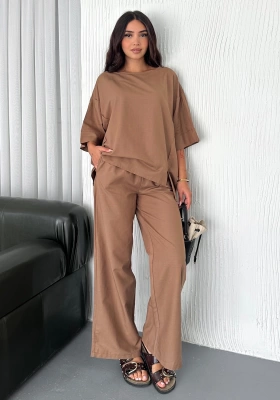 Oversize Keten Takım – Kadın Yazlık Rahat Kalıp 2’li Kombin