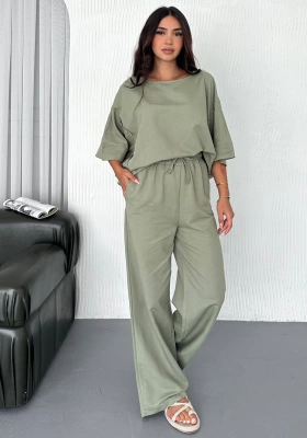 Oversize Keten Takım – Kadın Yazlık Rahat Kalıp 2’li Kombin