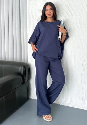 Oversize Keten Takım – Kadın Yazlık Rahat Kalıp 2’li Kombin
