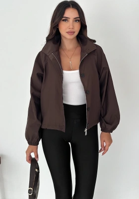 Stoperli Düğmeli Kahverengi Ceket