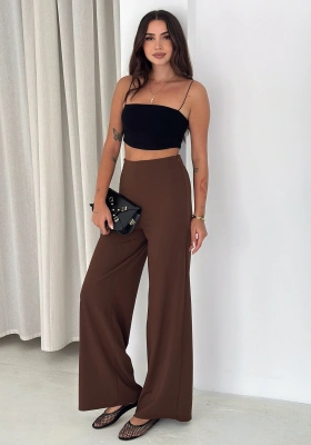 Yandan Fermuarlı Yüksek Bel Krep Pantolon