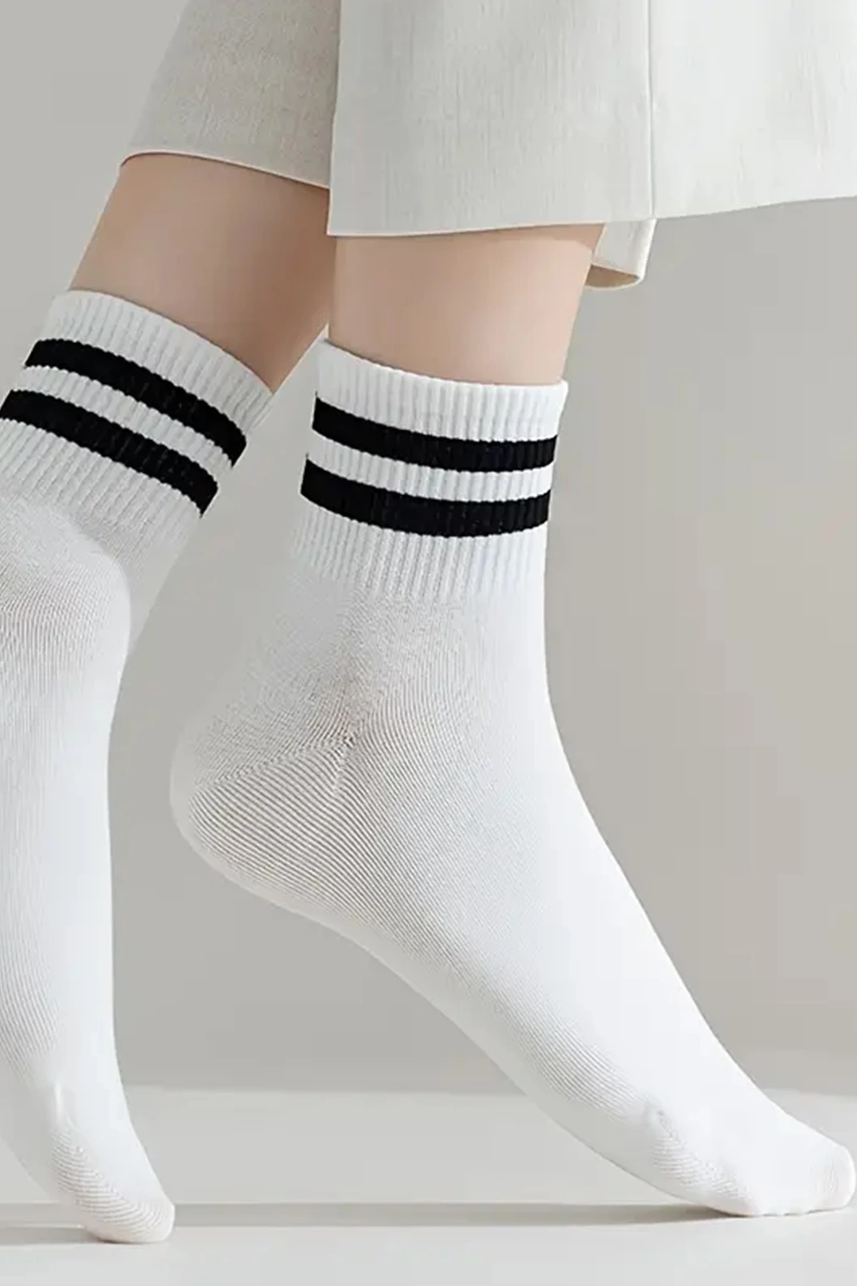 4’Lü Paket Çember Detaylı Kolej Tenis Çorap