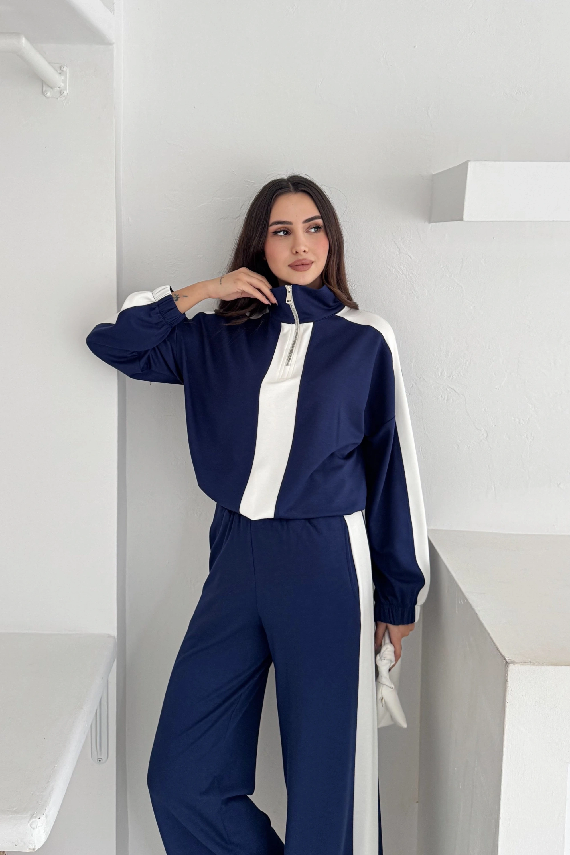 Garnili Yarım Fermuarlı Modal Takım