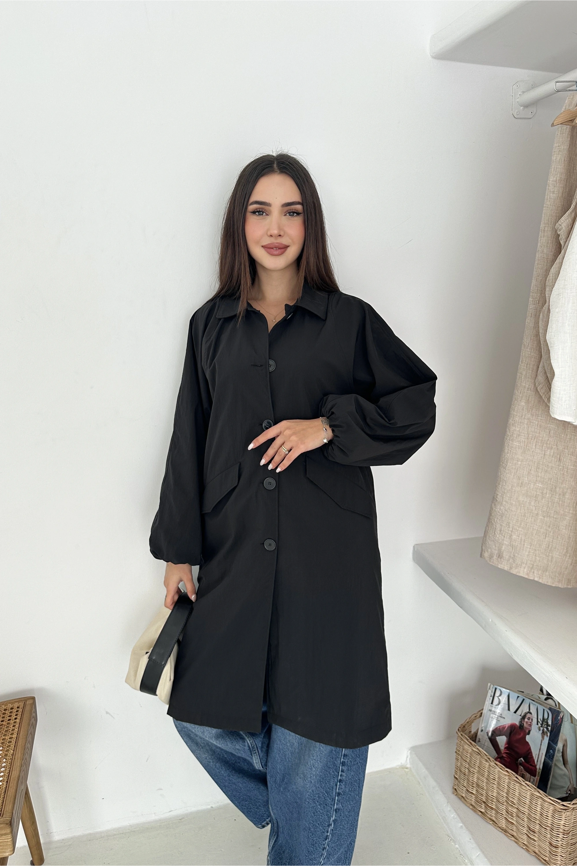 Kadın Astarlı Uzun Trençkot