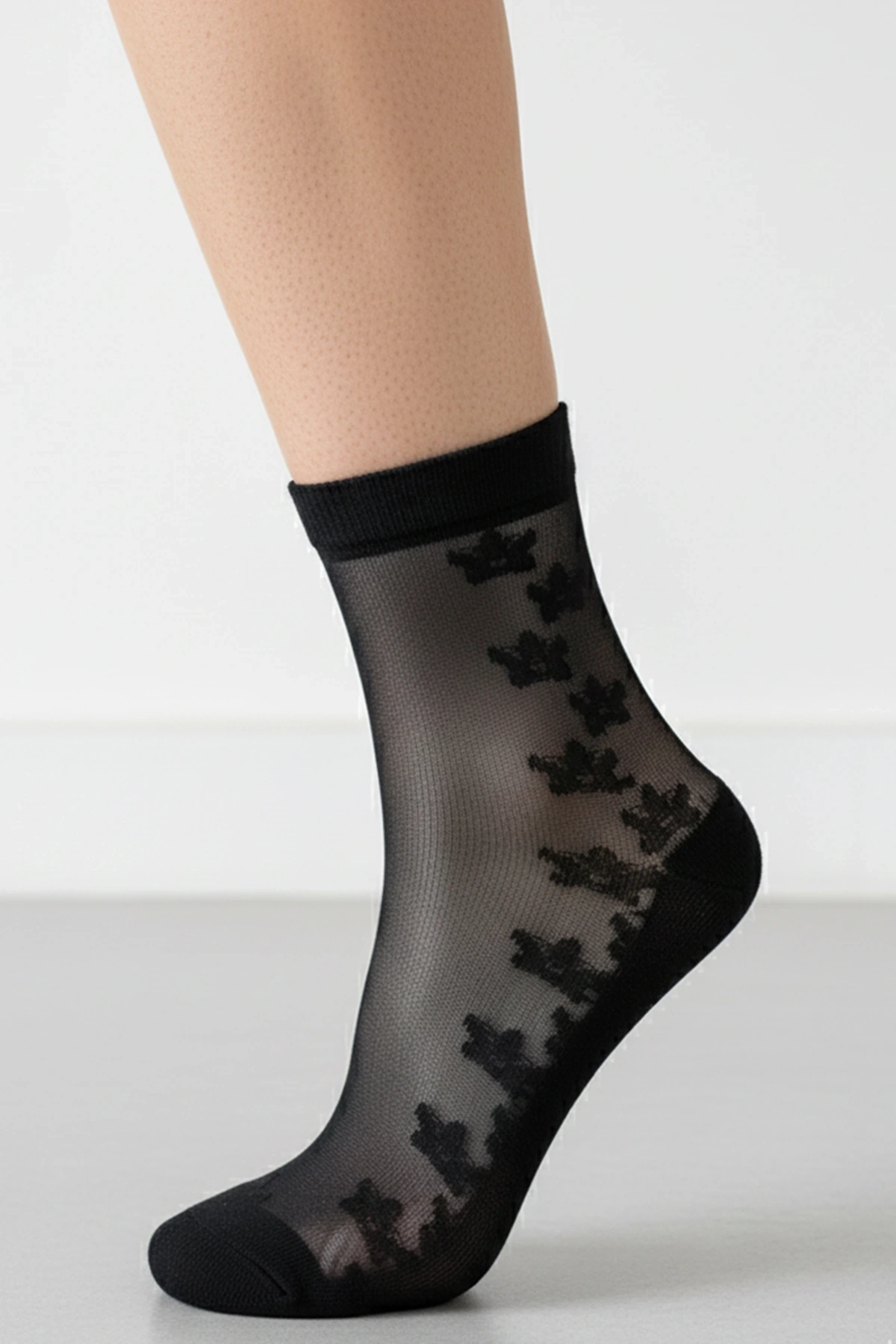 2 Çift Taç Şeritli Bilek Boy Tül Çorap