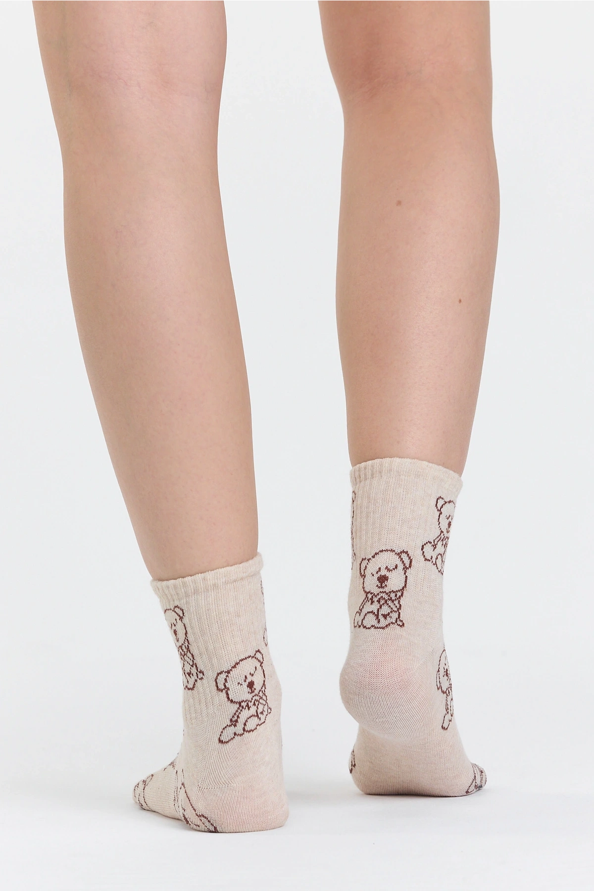 4 Çift Ayıcık Desenli Unisex Spor Kolej Çorap Seti - Sevimli ve Rahat Günlük Çoraplar